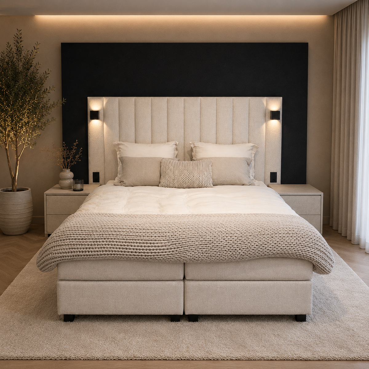 Boxspring set met hoofdbord Carambola