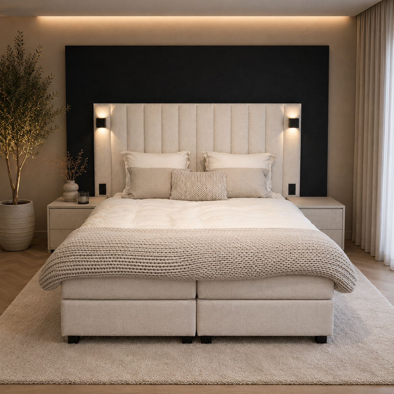 Boxspring set met hoofdbord Carambola